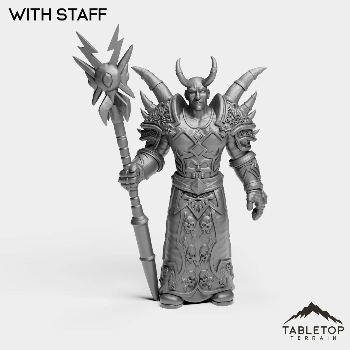 Tabletop Terrain Miniature With Staff Human Warlock Tier 1