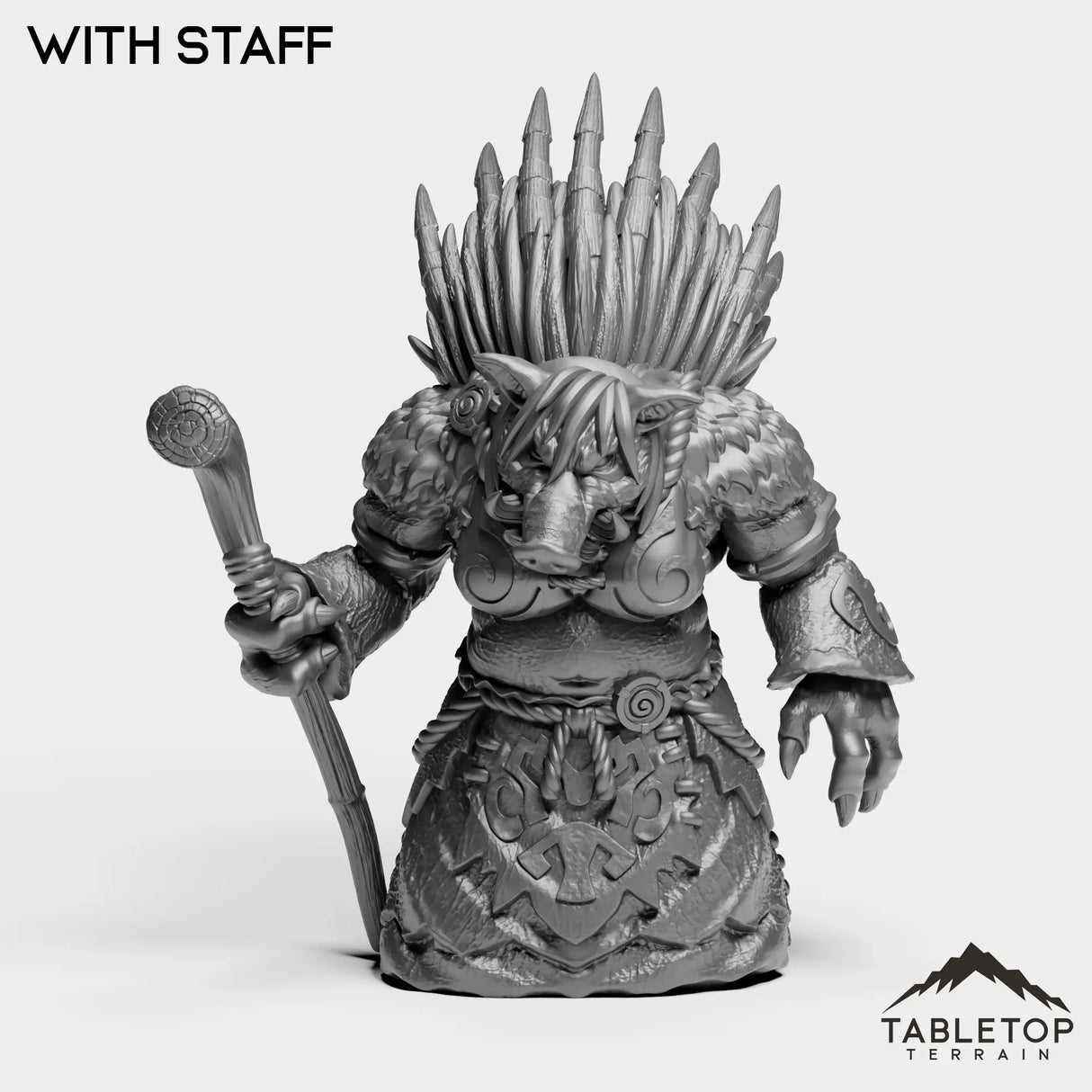Tabletop Terrain Miniature With Staff Quilboar Seer