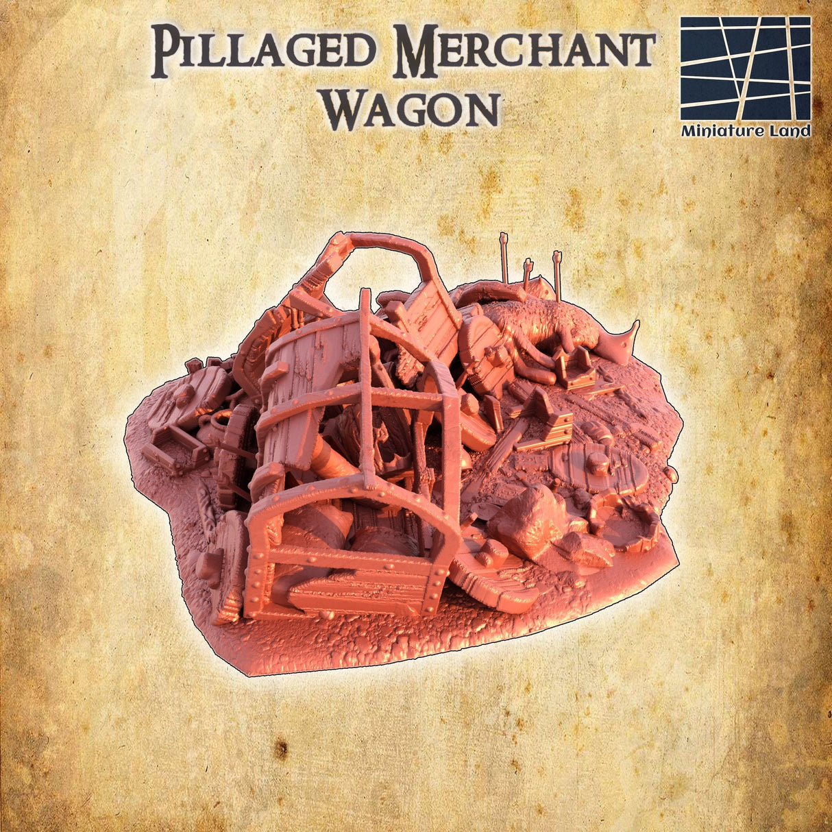 Tabletop Terrain Pillaged Merchant Wagon