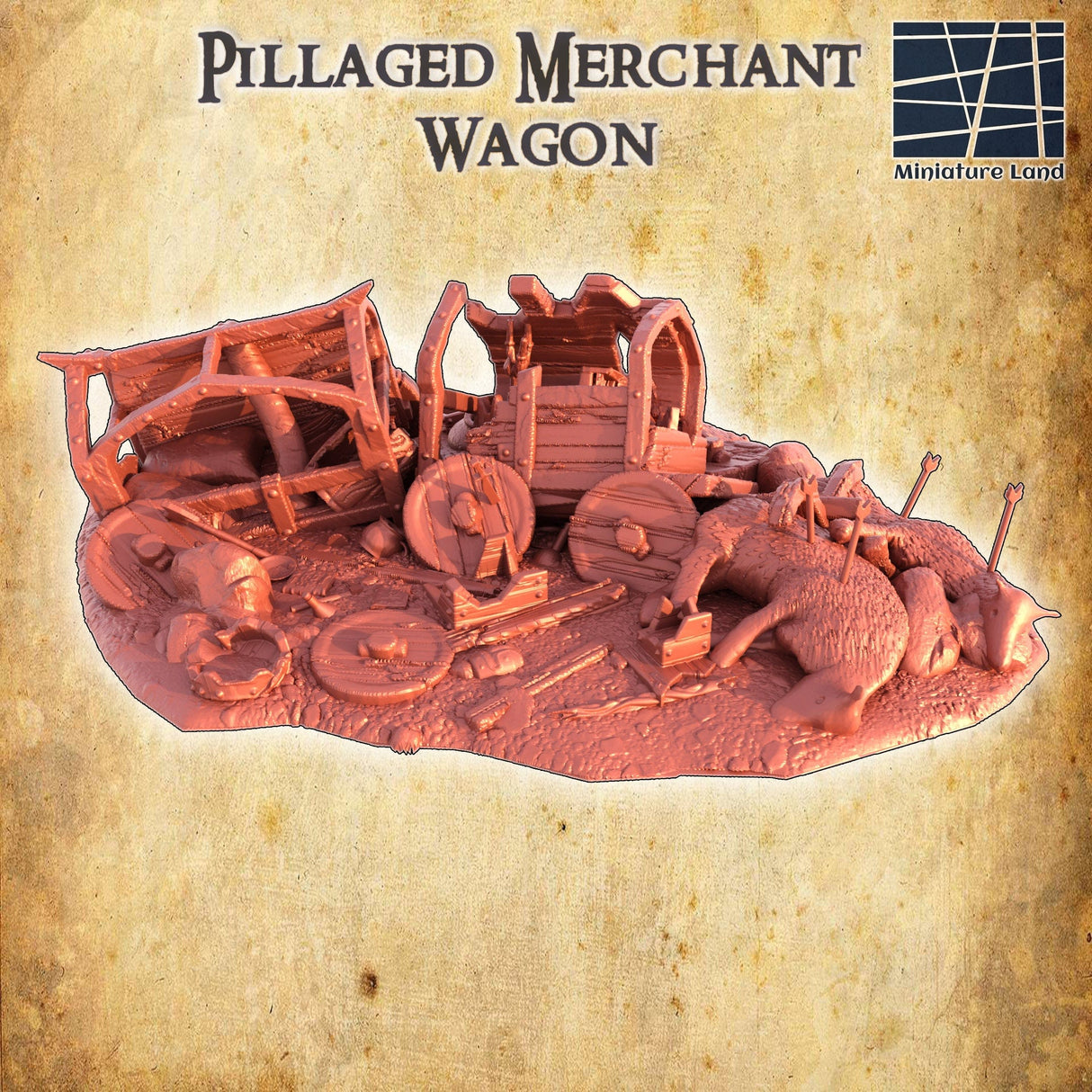 Tabletop Terrain Pillaged Merchant Wagon