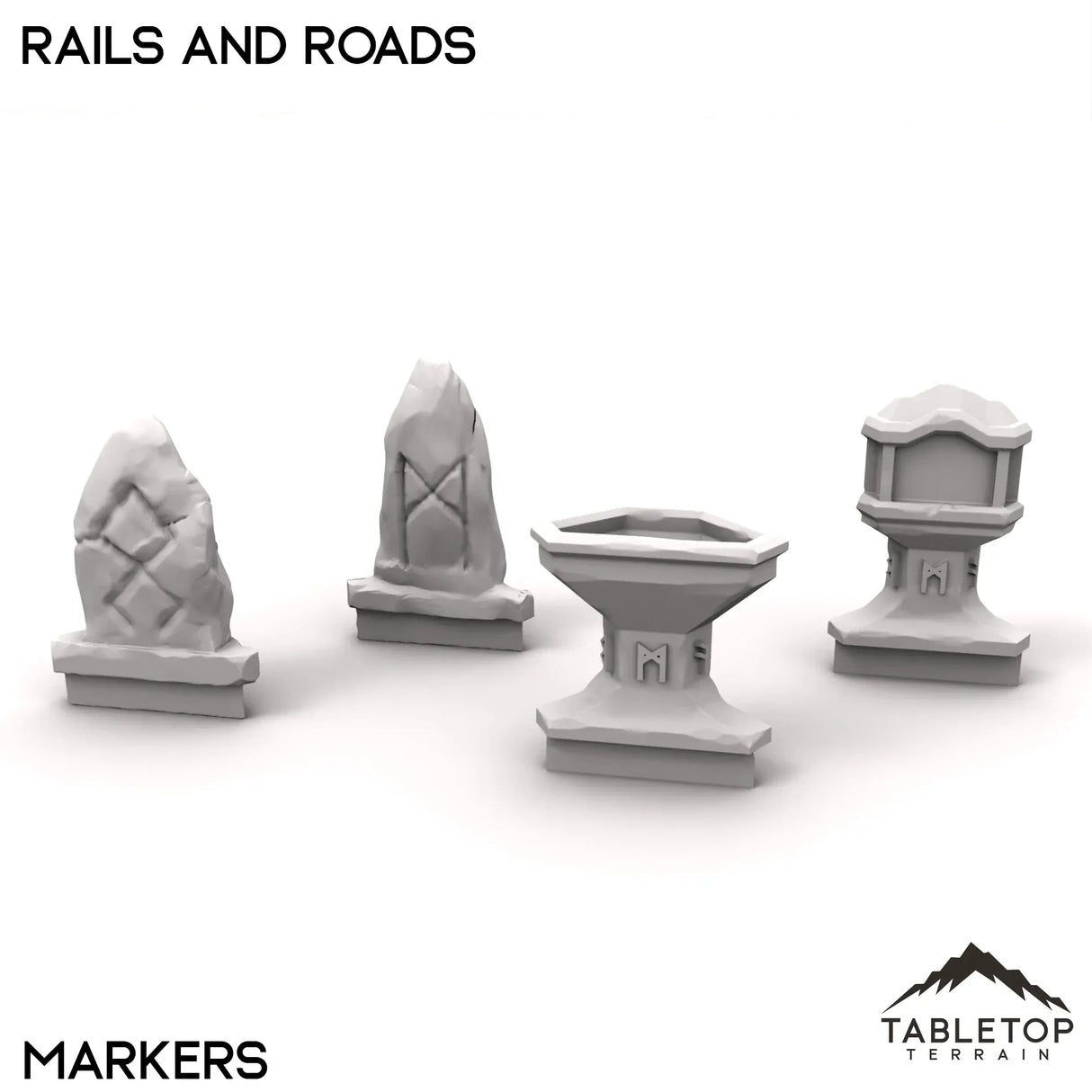 Tabletop Terrain Roads 32mm / Markers Rails and Roads - Kingdom of Durak Deep