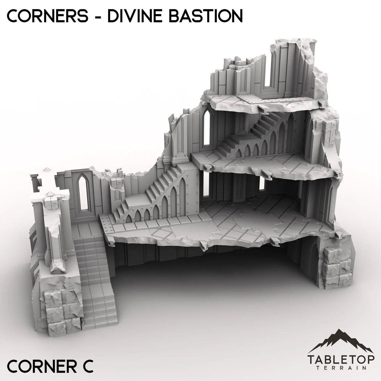 Tabletop Terrain Ruins 28/32mm / Corner C Corners - Divine Bastion, a Failed Arcology