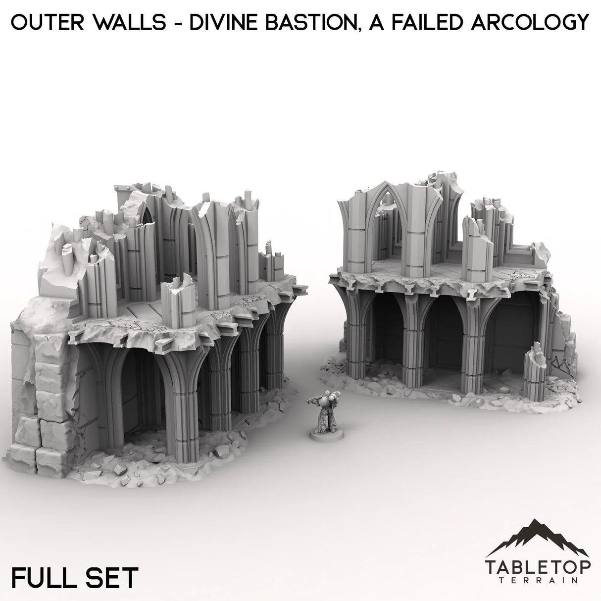 Tabletop Terrain Ruins 28/32mm / Full Set Outer Walls - Divine Bastion, a Failed Arcology