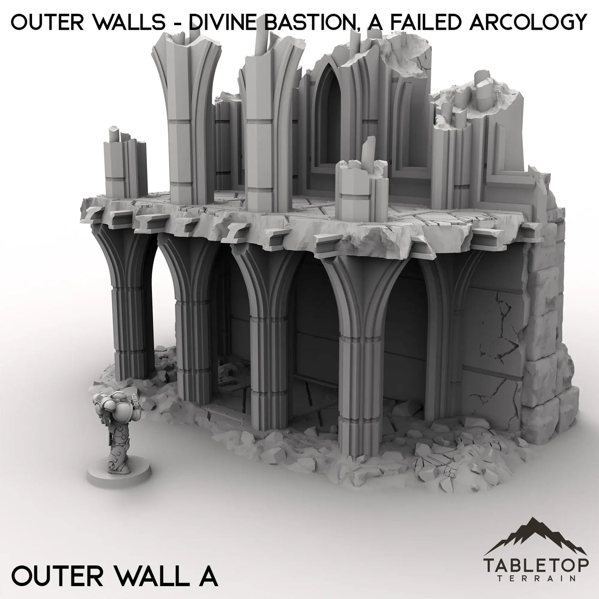 Tabletop Terrain Ruins 28/32mm / Outer Wall A Outer Walls - Divine Bastion, a Failed Arcology