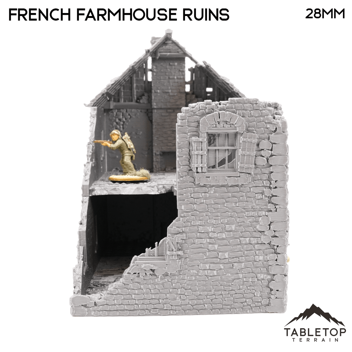 Tabletop Terrain Ruins French Farmhouse Ruins - WWII Building