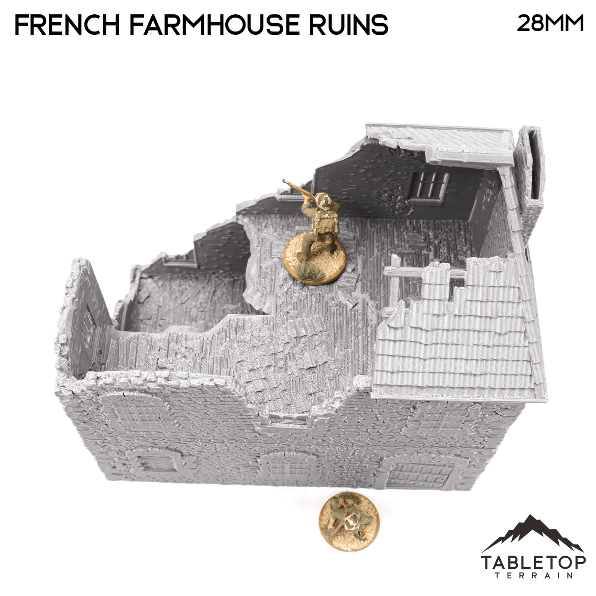 Tabletop Terrain Ruins French Farmhouse Ruins - WWII Building
