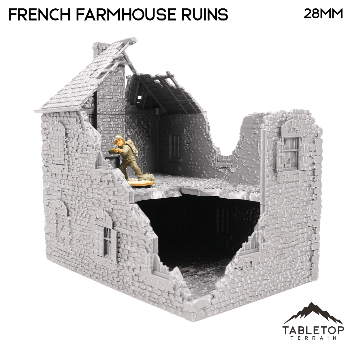Tabletop Terrain Ruins French Farmhouse Ruins - WWII Building
