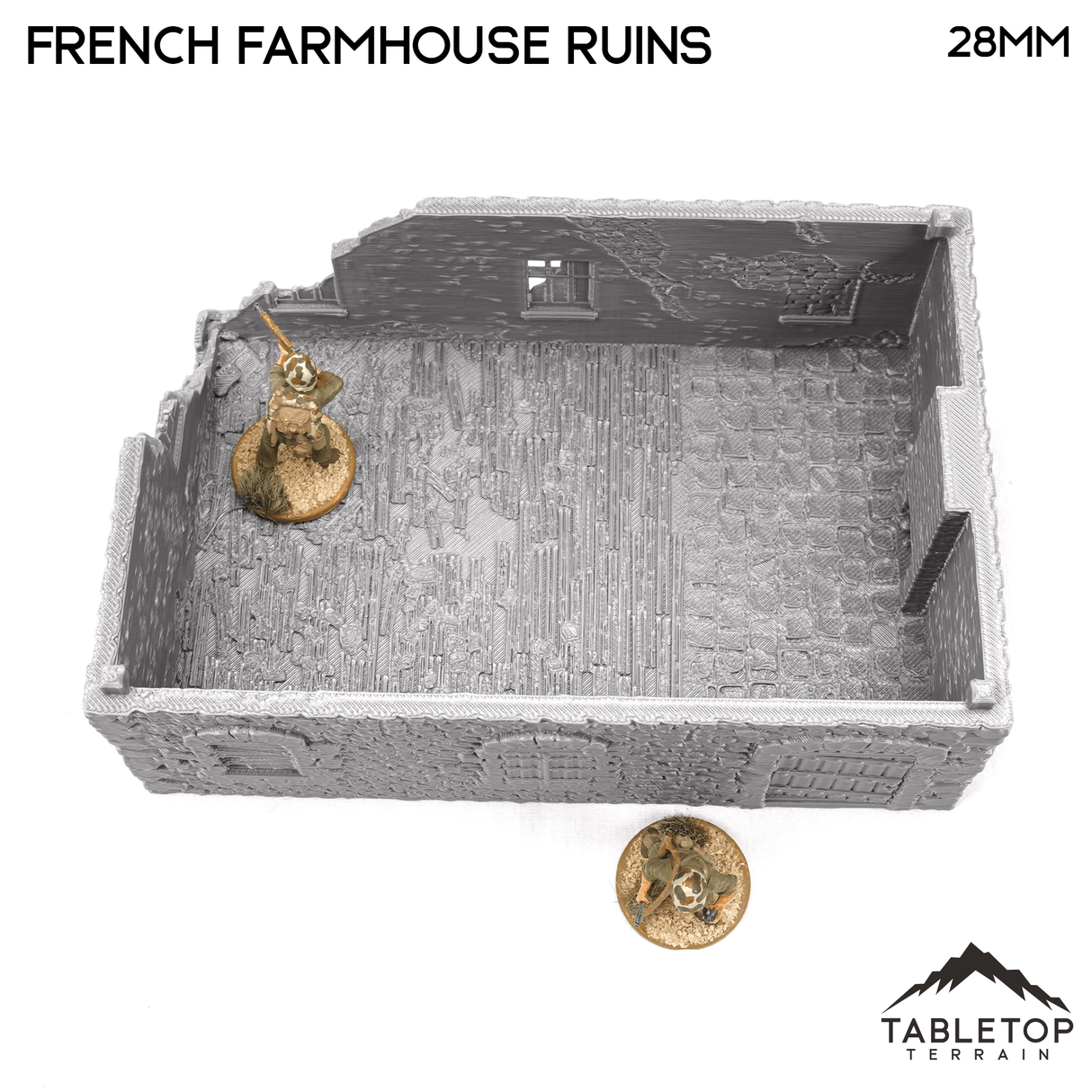 Tabletop Terrain Ruins French Farmhouse Ruins - WWII Building