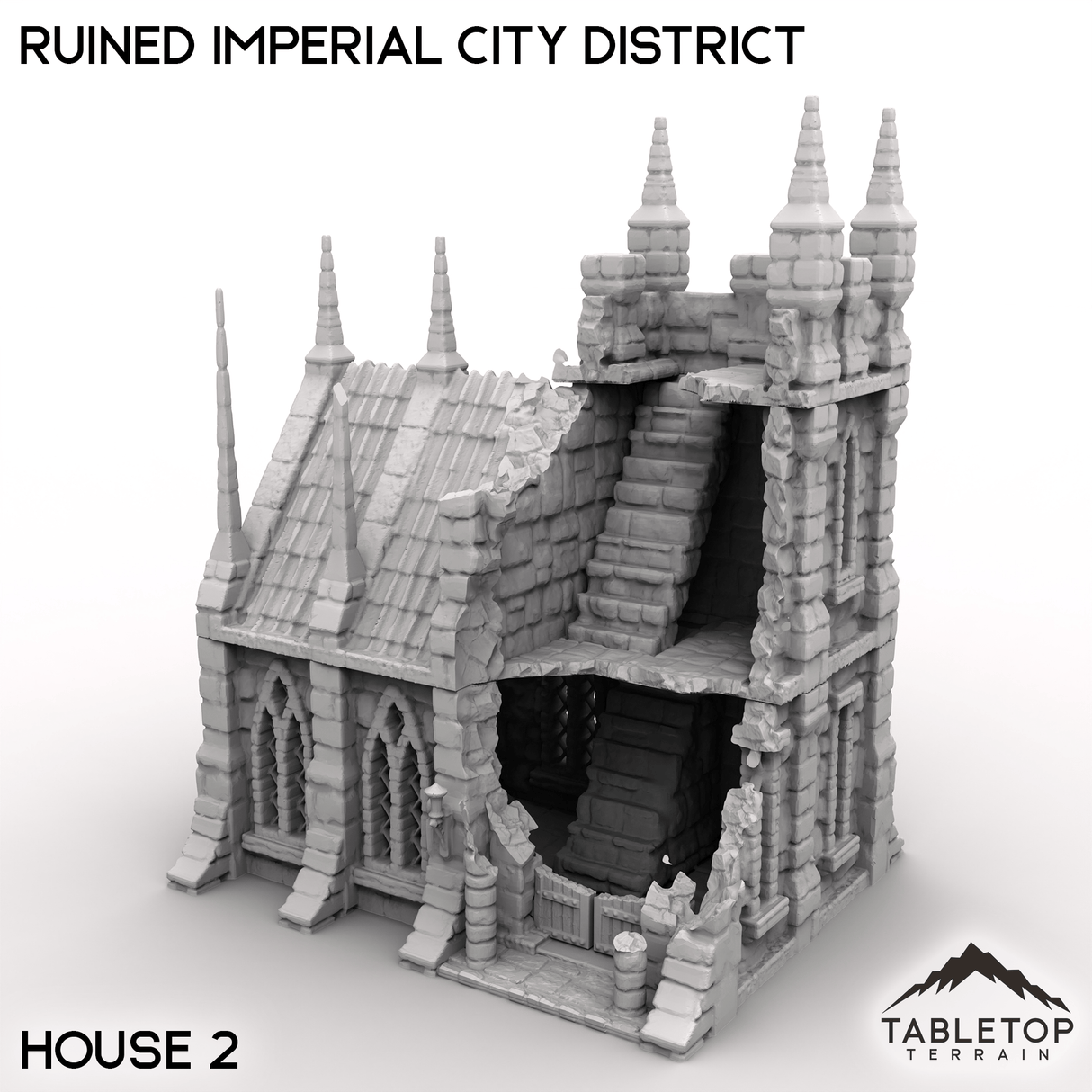 Tabletop Terrain Ruins House 2 / 32mm Ruined Imperial City District