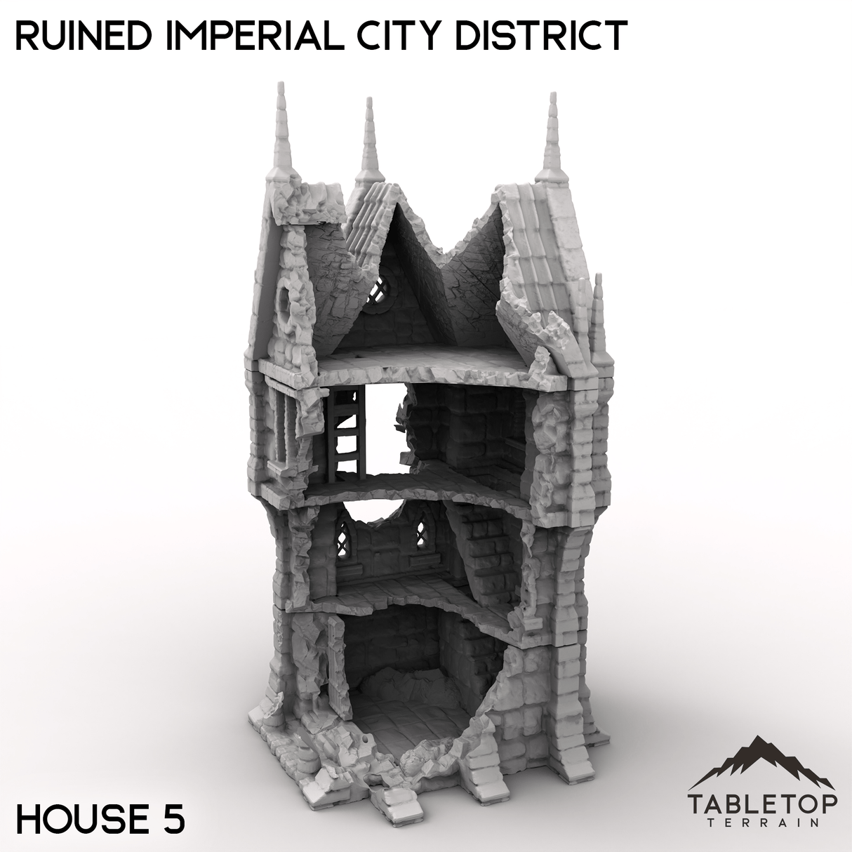 Tabletop Terrain Ruins House 5 / 32mm Ruined Imperial City District