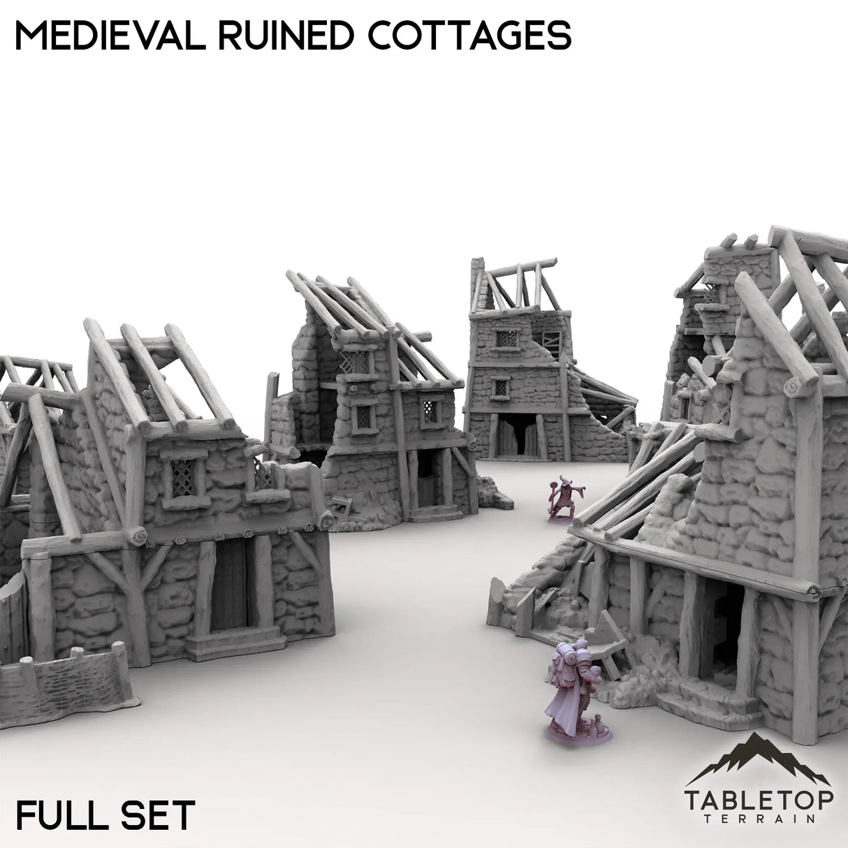 Tabletop Terrain Ruins Medieval Ruined Cottages