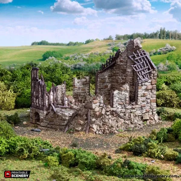 Tabletop Terrain Ruins Ruined Barlyway Cottage - Country & King - Fantasy Historical Ruins