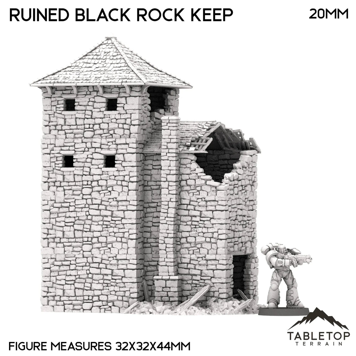 Tabletop Terrain Ruins Ruined Black Rock Keep - Country & King - Fantasy Historical Ruins