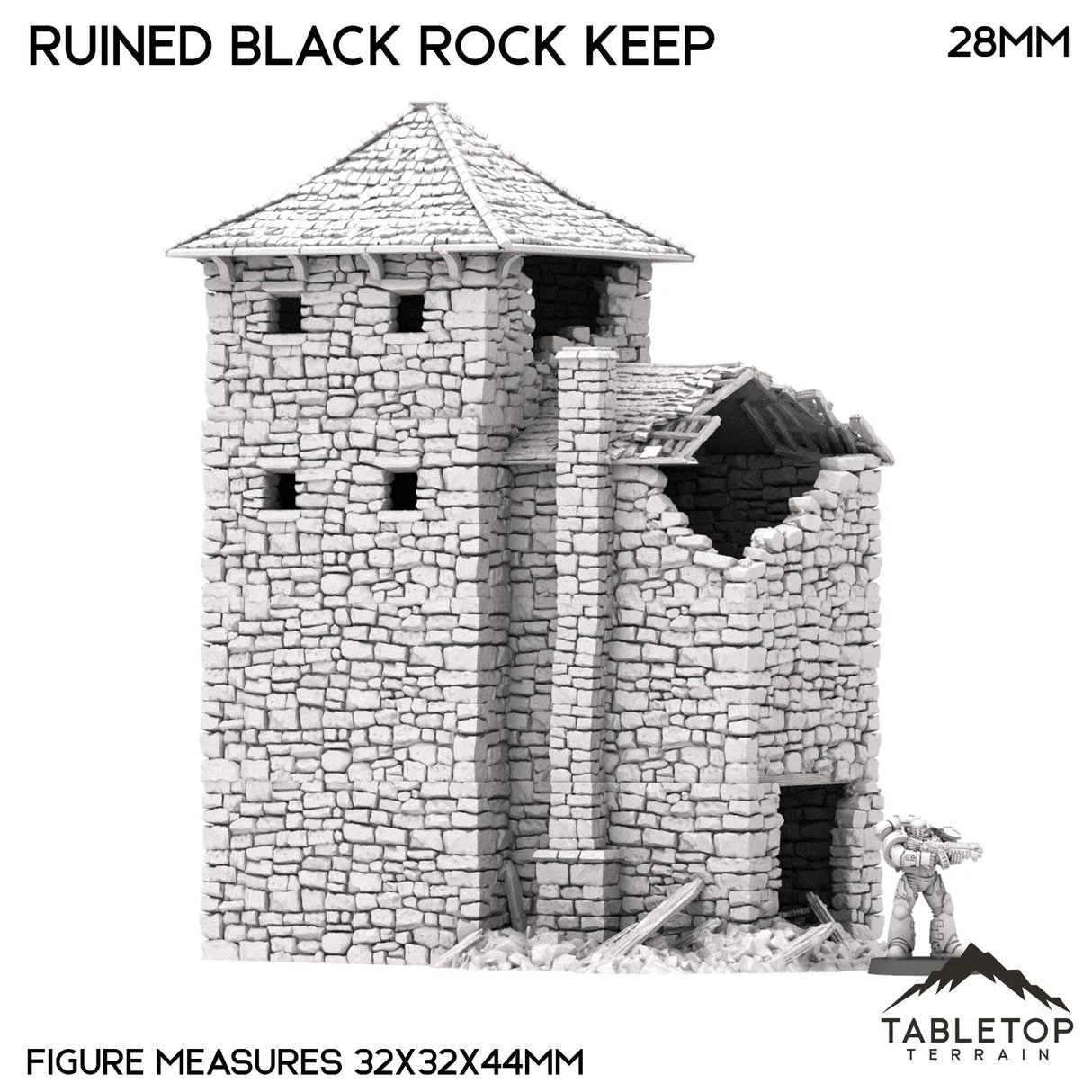 Tabletop Terrain Ruins Ruined Black Rock Keep - Country & King - Fantasy Historical Ruins