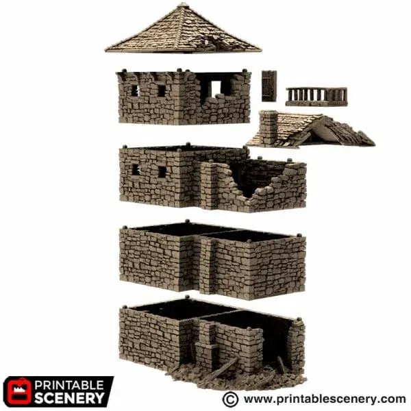 Tabletop Terrain Ruins Ruined Black Rock Keep - Country & King - Fantasy Historical Ruins