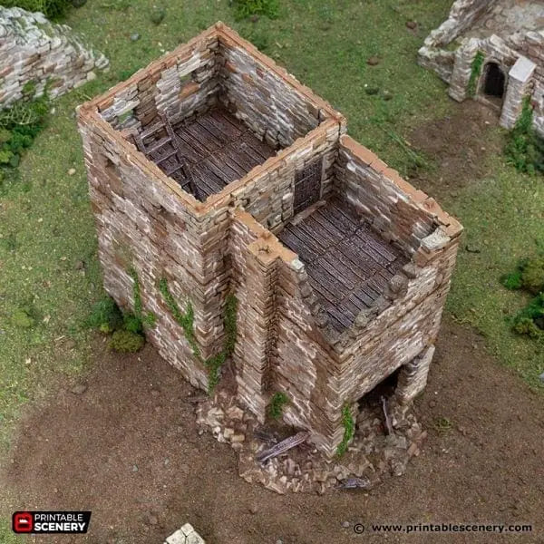 Tabletop Terrain Ruins Ruined Black Rock Keep - Country & King - Fantasy Historical Ruins