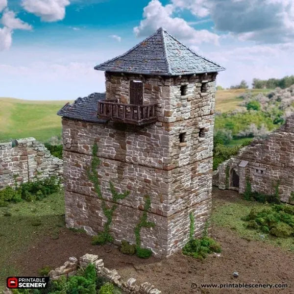 Tabletop Terrain Ruins Ruined Black Rock Keep - Country & King - Fantasy Historical Ruins