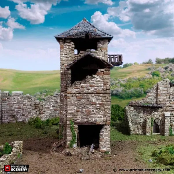 Tabletop Terrain Ruins Ruined Black Rock Keep - Country & King - Fantasy Historical Ruins