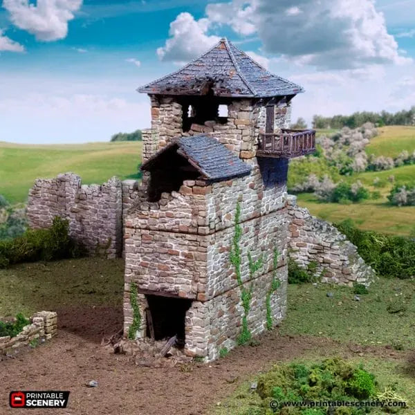 Tabletop Terrain Ruins Ruined Black Rock Keep - Country & King - Fantasy Historical Ruins