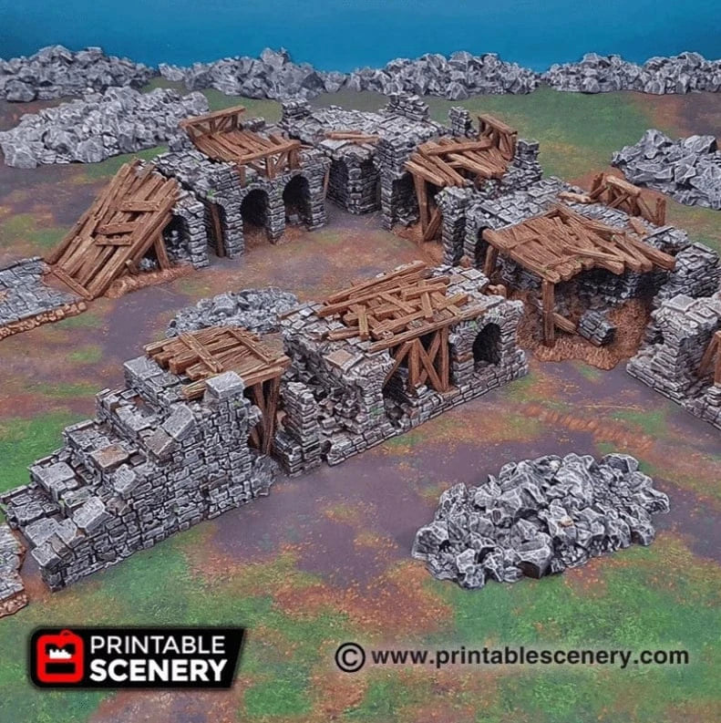 Tabletop Terrain Ruins Ruined Bridge Spans - Fantasy Ruins