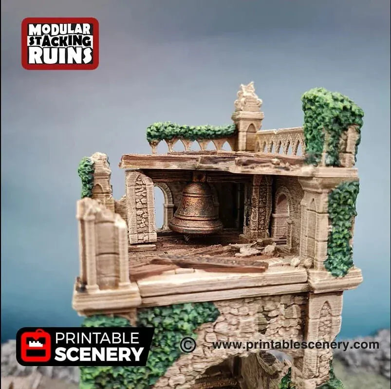 Tabletop Terrain Ruins Ruined Church - Bell Tower and Sept
