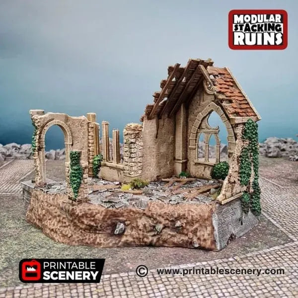 Tabletop Terrain Ruins Ruined Church - Bell Tower and Sept