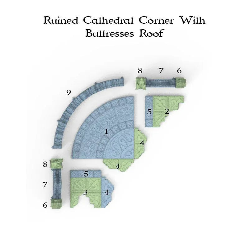 Tabletop Terrain Ruins Ruined Corner with Buttresses - Openlock