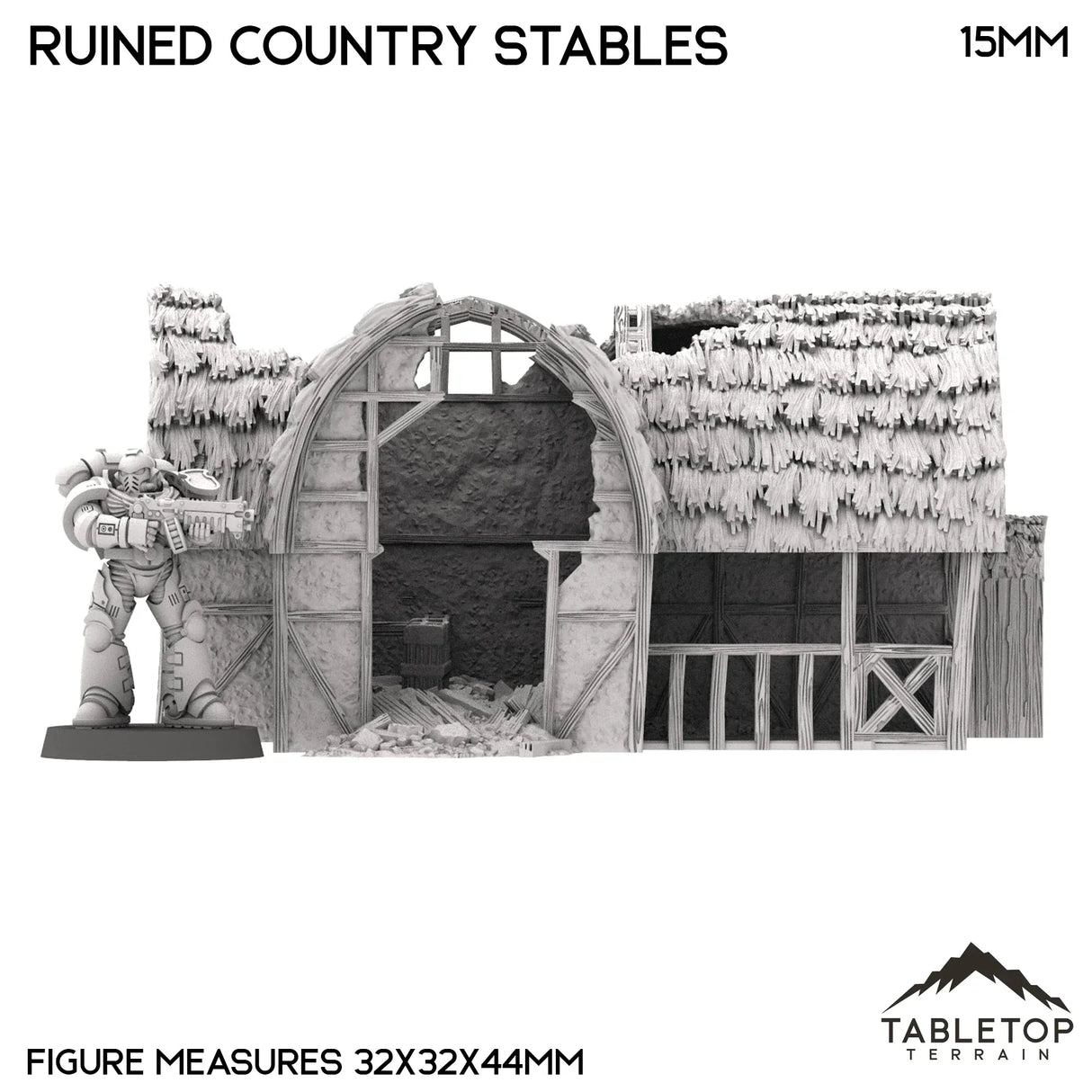 Tabletop Terrain Ruins Ruined Country Stables - Country & King - Fantasy Historical Ruins