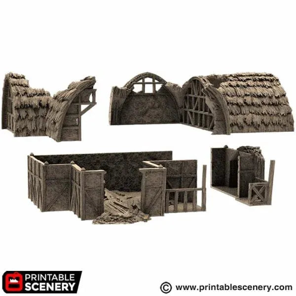 Tabletop Terrain Ruins Ruined Country Stables - Country & King - Fantasy Historical Ruins