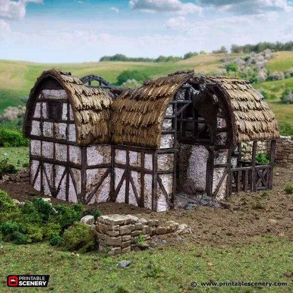 Tabletop Terrain Ruins Ruined Country Stables - Country & King - Fantasy Historical Ruins
