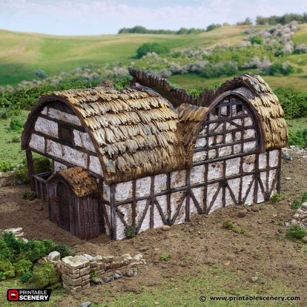 Tabletop Terrain Ruins Ruined Country Stables - Country & King - Fantasy Historical Ruins