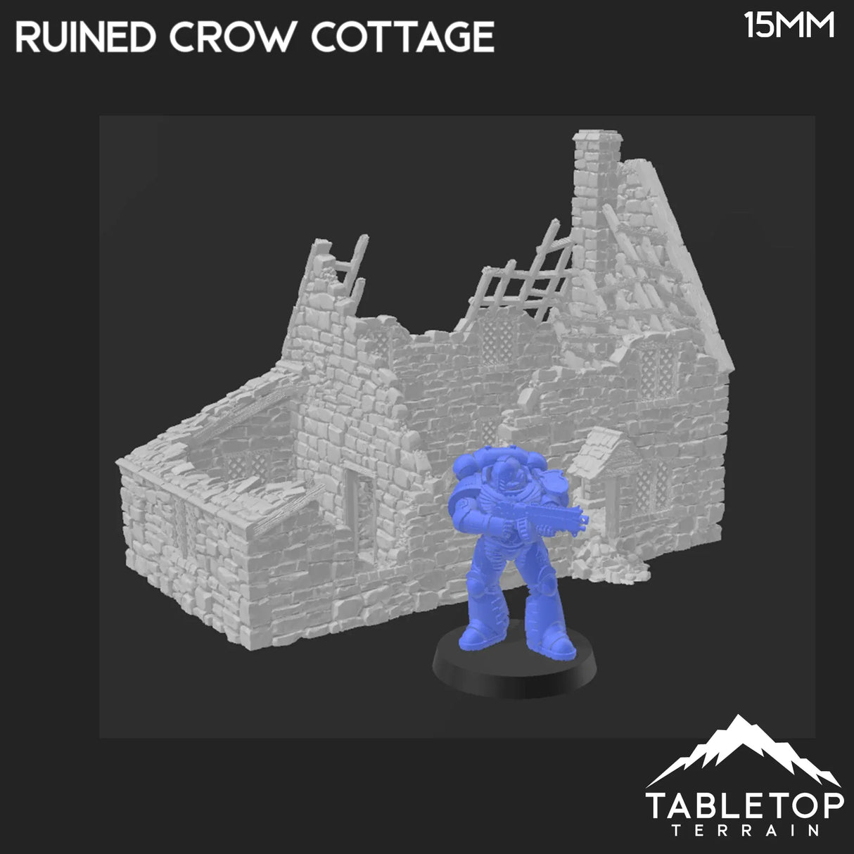 Tabletop Terrain Ruins Ruined Crow Cottage - Country & King - Fantasy Historical Ruins