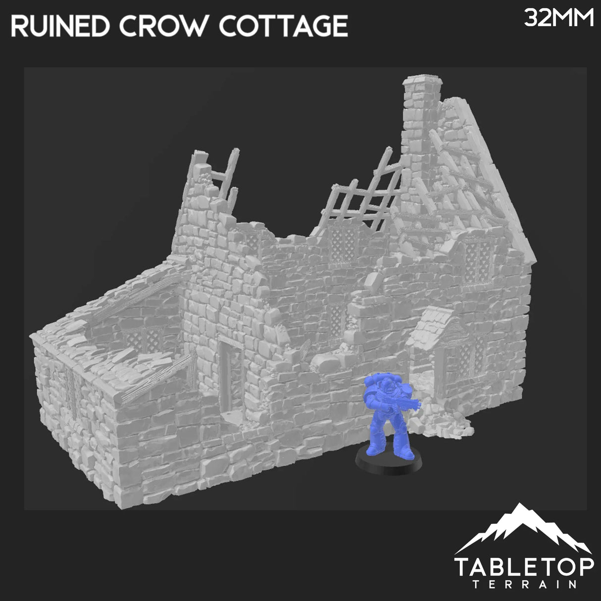Tabletop Terrain Ruins Ruined Crow Cottage - Country & King - Fantasy Historical Ruins