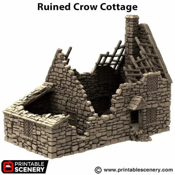 Tabletop Terrain Ruins Ruined Crow Cottage - Country & King - Fantasy Historical Ruins