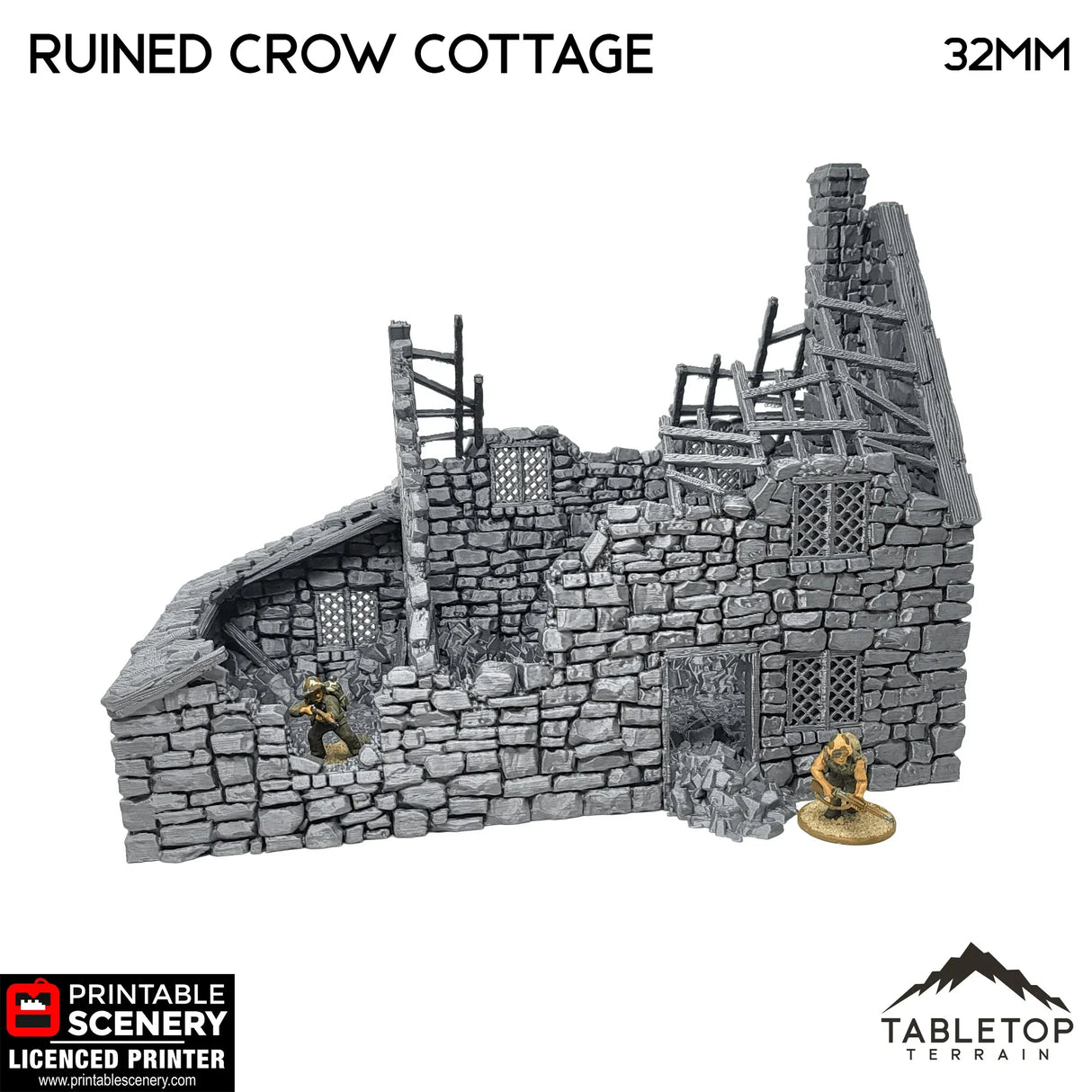 Tabletop Terrain Ruins Ruined Crow Cottage - Country & King - Fantasy Historical Ruins