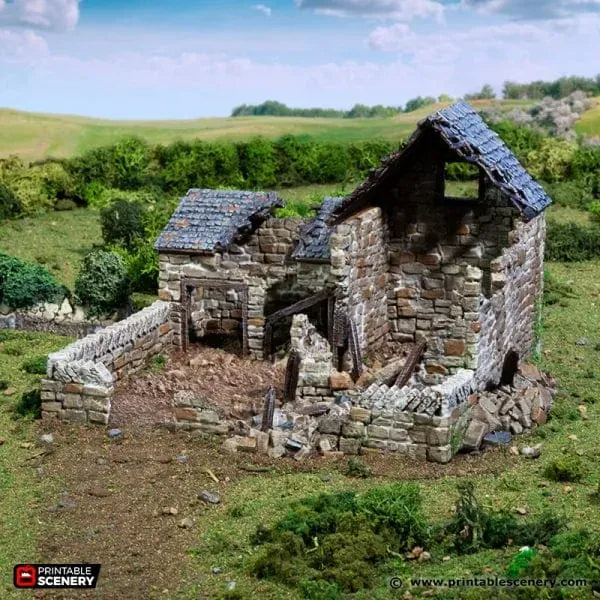 Tabletop Terrain Ruins Ruined Farm Pig Pen - Country & King - Fantasy Historical Building