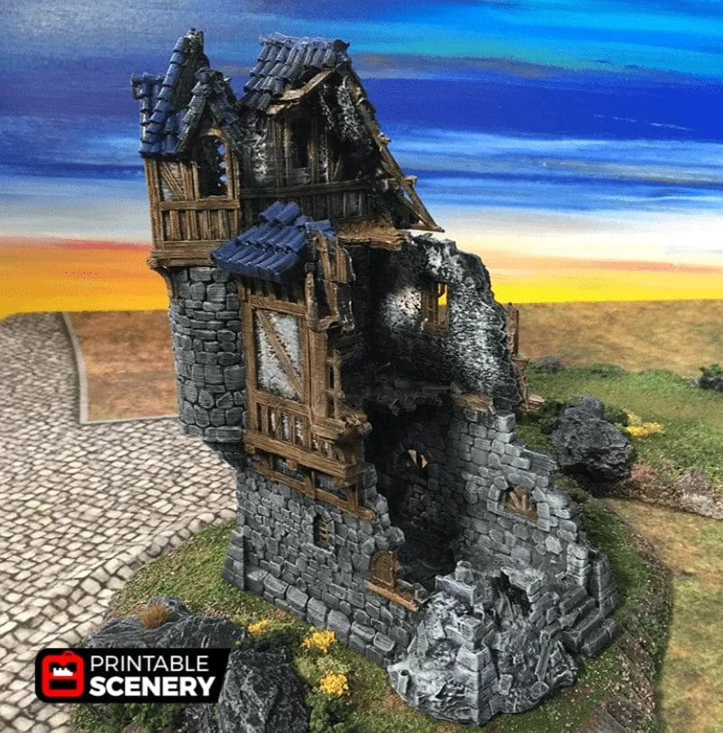 Tabletop Terrain Ruins Ruined Governor's Mansion - Fantasy Building