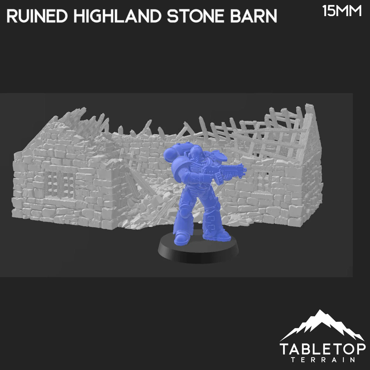Tabletop Terrain Ruins Ruined Highland Stone Barn - Country & King - Fantasy Historical Ruins