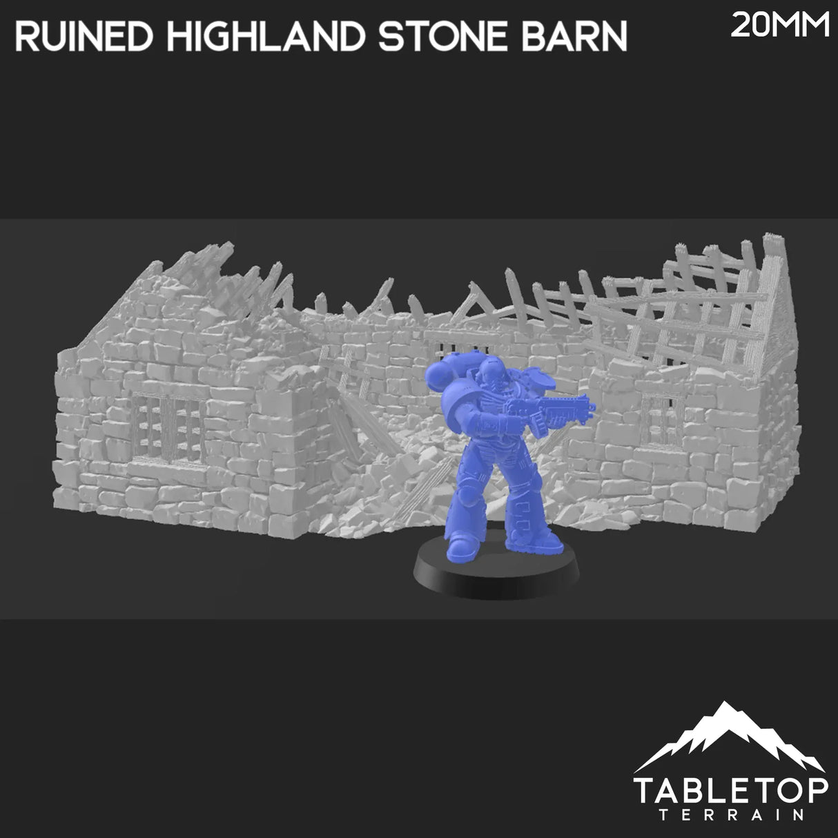 Tabletop Terrain Ruins Ruined Highland Stone Barn - Country & King - Fantasy Historical Ruins