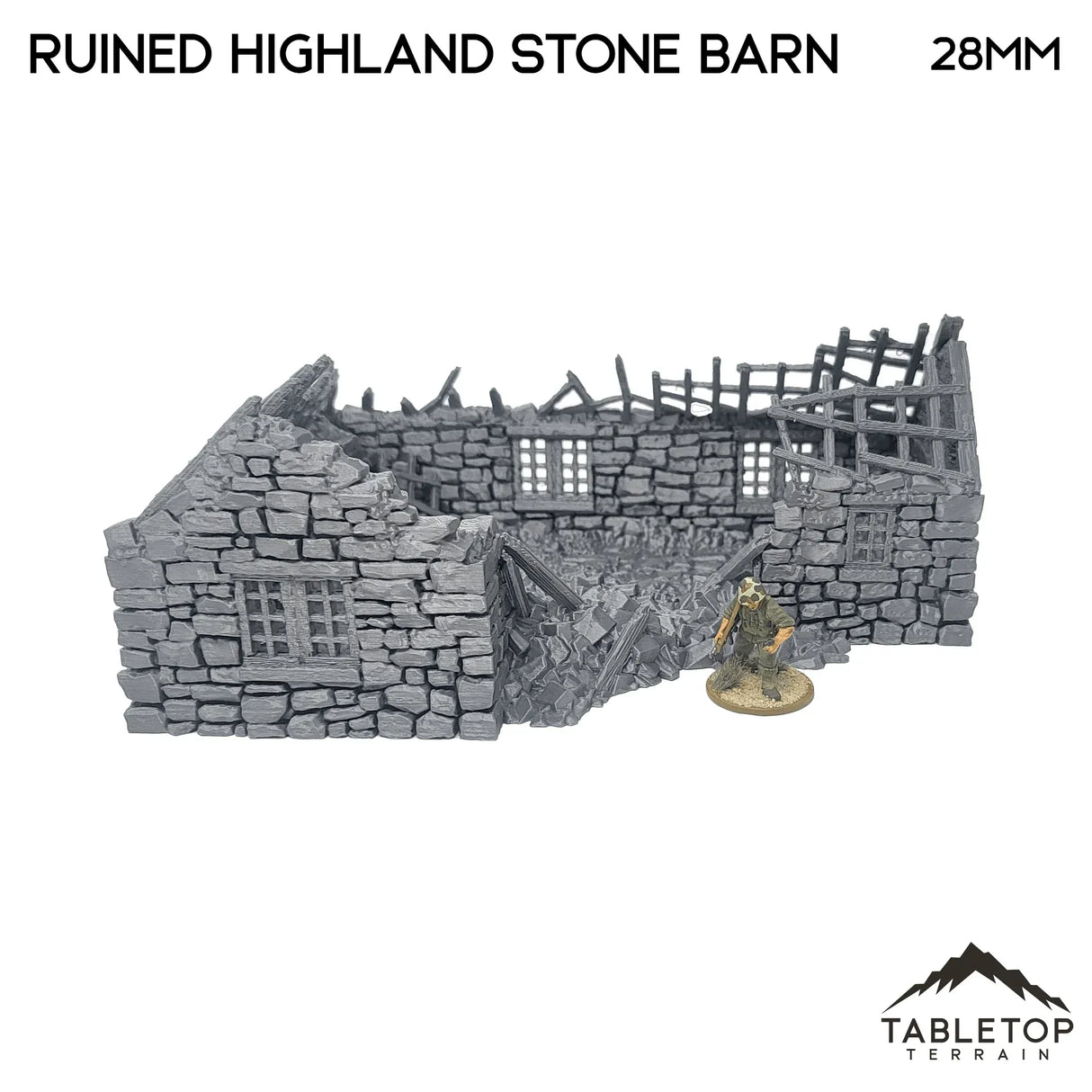Tabletop Terrain Ruins Ruined Highland Stone Barn - Country & King - Fantasy Historical Ruins