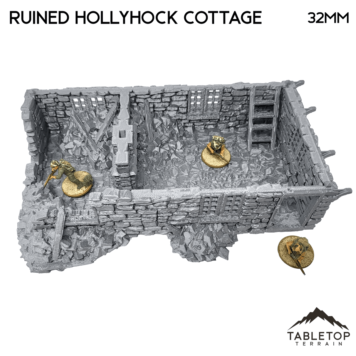 Tabletop Terrain Ruins Ruined Hollyhock Cottage - Country & King - Fantasy Historical Ruins