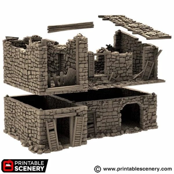 Tabletop Terrain Ruins Ruined King Stables - Country & King - Fantasy Historical Ruins