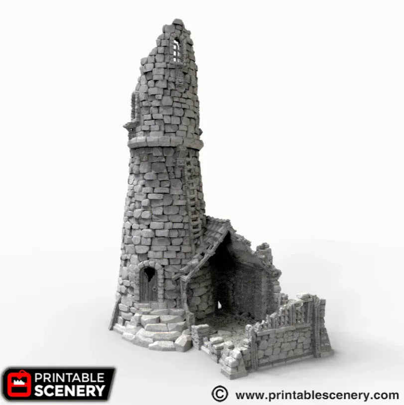 Tabletop Terrain Ruins Ruined Lighthouse - Fantasy Ruins