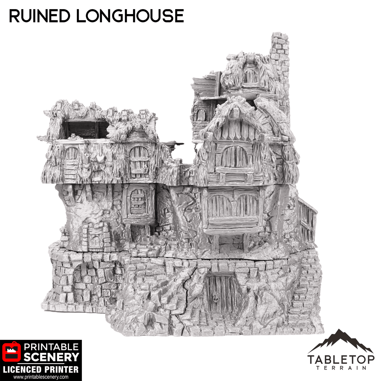 Tabletop Terrain Ruins Ruined Longhouse - Hagglethorn Hollow - Fantasy Ruins
