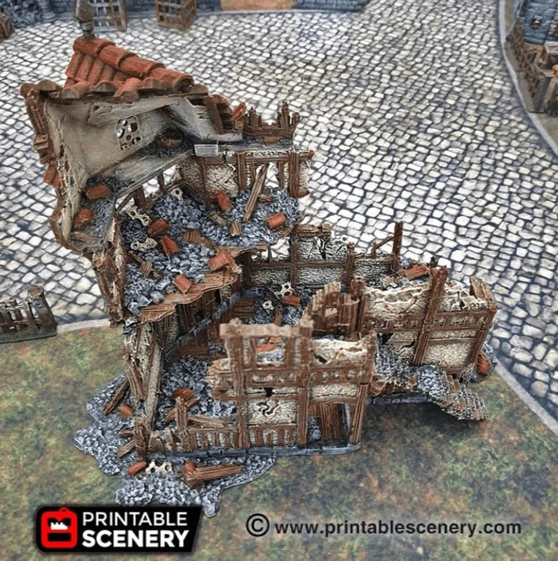 Tabletop Terrain Ruins Ruined Merchants & Markets - Fantasy Ruins