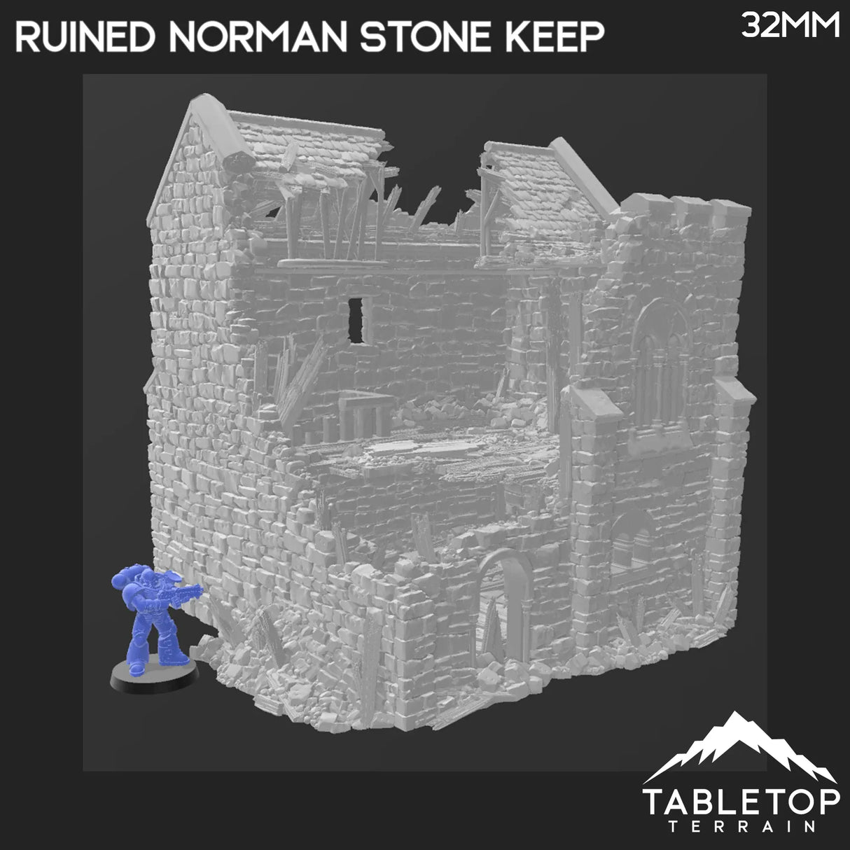 Tabletop Terrain Ruins Ruined Norman Stone Keep - Country & King - Fantasy Historical Ruins
