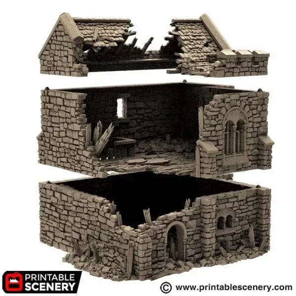 Tabletop Terrain Ruins Ruined Norman Stone Keep - Country & King - Fantasy Historical Ruins