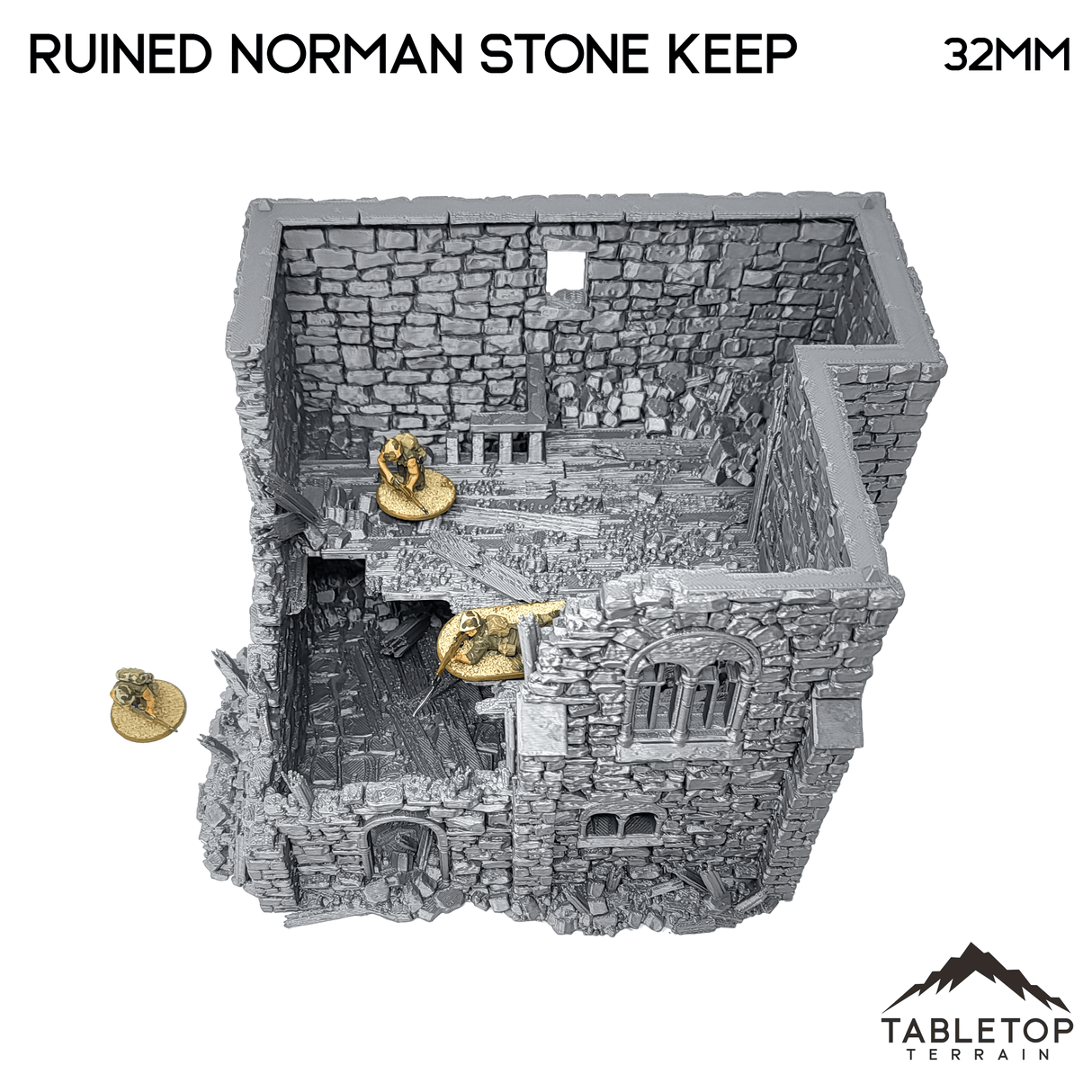 Tabletop Terrain Ruins Ruined Norman Stone Keep - Country & King - Fantasy Historical Ruins