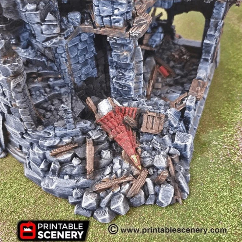 Tabletop Terrain Ruins Ruined Sorcerer's Tower - Fantasy Ruins