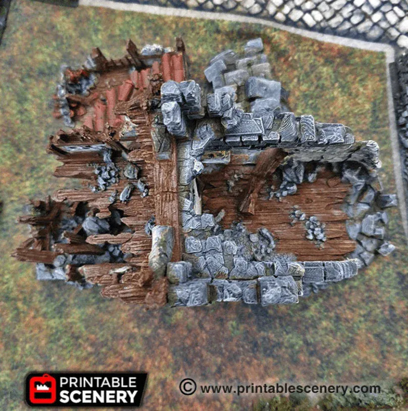 Tabletop Terrain Ruins Ruined War Cottage - Fantasy Ruins